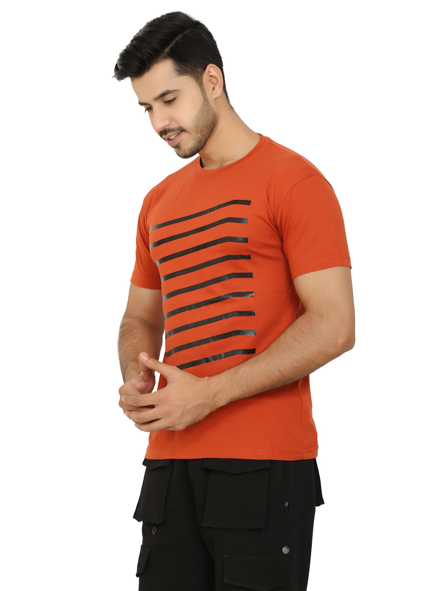 Men's Cotton Round Neck T-Shirt Rust Color - Regular Fit
