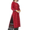 Embroidered Red Cotton Suit with Palazzo and Dupatta