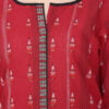 Embroidered Red Cotton Suit with Palazzo and Dupatta