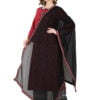 Embroidered Red Cotton Suit with Palazzo and Dupatta