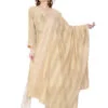 Embroidered Light Brown Suit with Stylish Lower and Dupatta