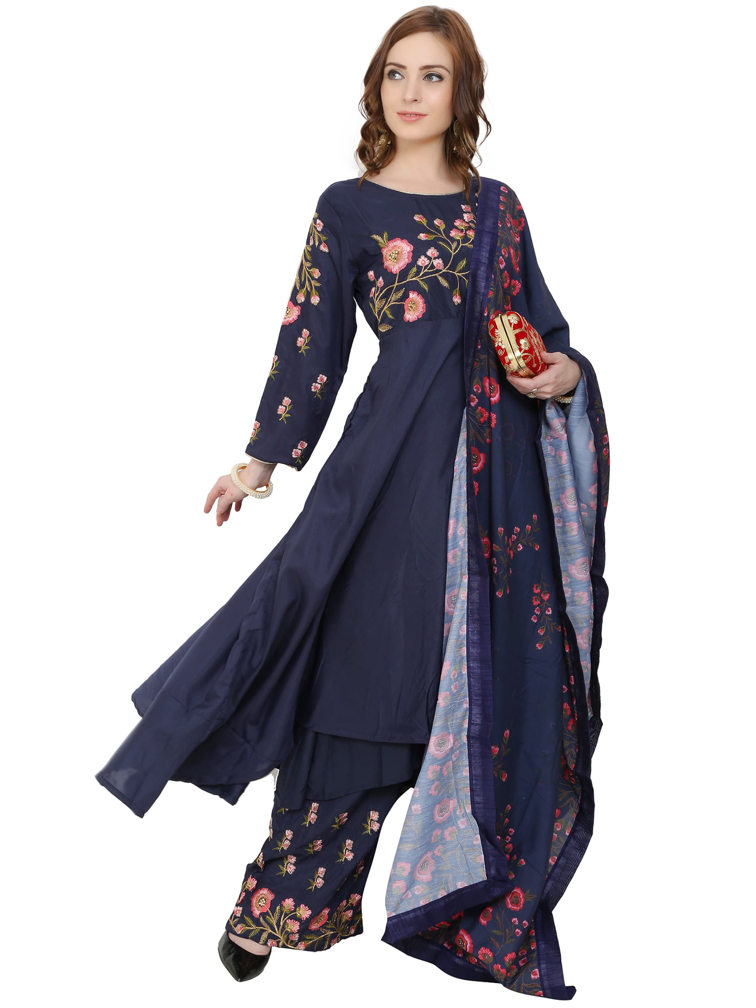 Muslin Silk Readymade Anarkali Suit with Palazzo