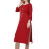 Embroidered Red Suit with Stylish Brown Pant and Digital Print Dupatta