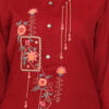 Embroidered Red Suit with Stylish Brown Pant and Digital Print Dupatta