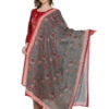 Embroidered Red Suit with Stylish Brown Pant and Digital Print Dupatta