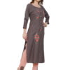 Embroidered Brown Suit with Stylish Pink Pant and Digital Print Dupatta